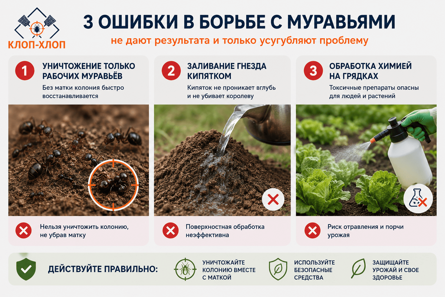 Частые ошибки при борьбе с муравьями